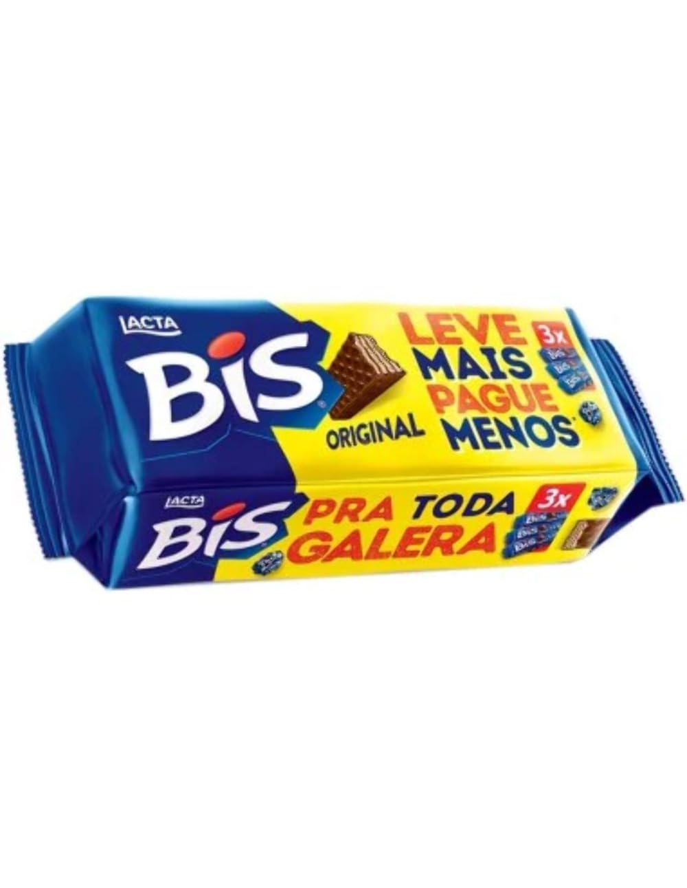 BIS Lacta - Chocolate Wafer - 4.94 Oz (PACK OF 3) Chocolate Ao Leite - 140g