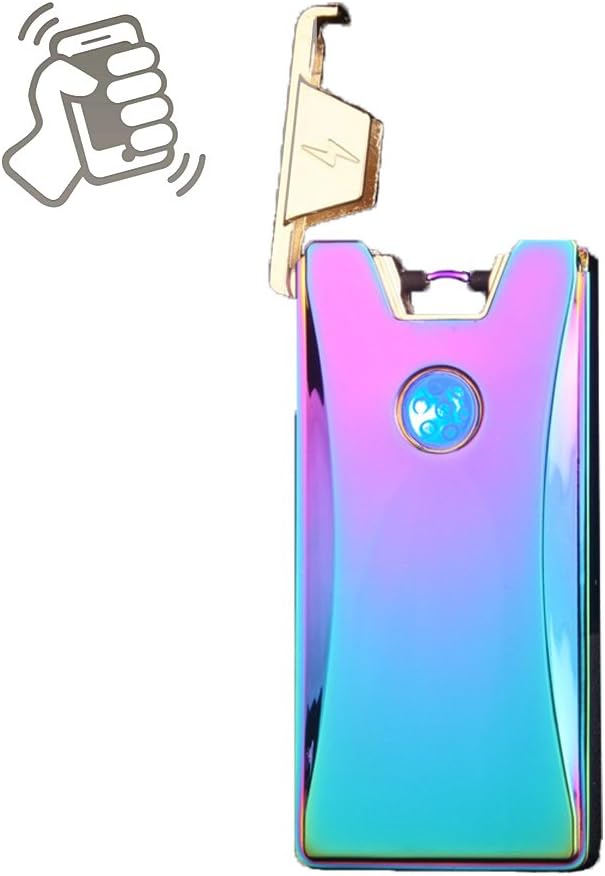 HAOZHEUSB Rechargeable Shake-induction Windproof Arc Lighter. (Ice colorful)