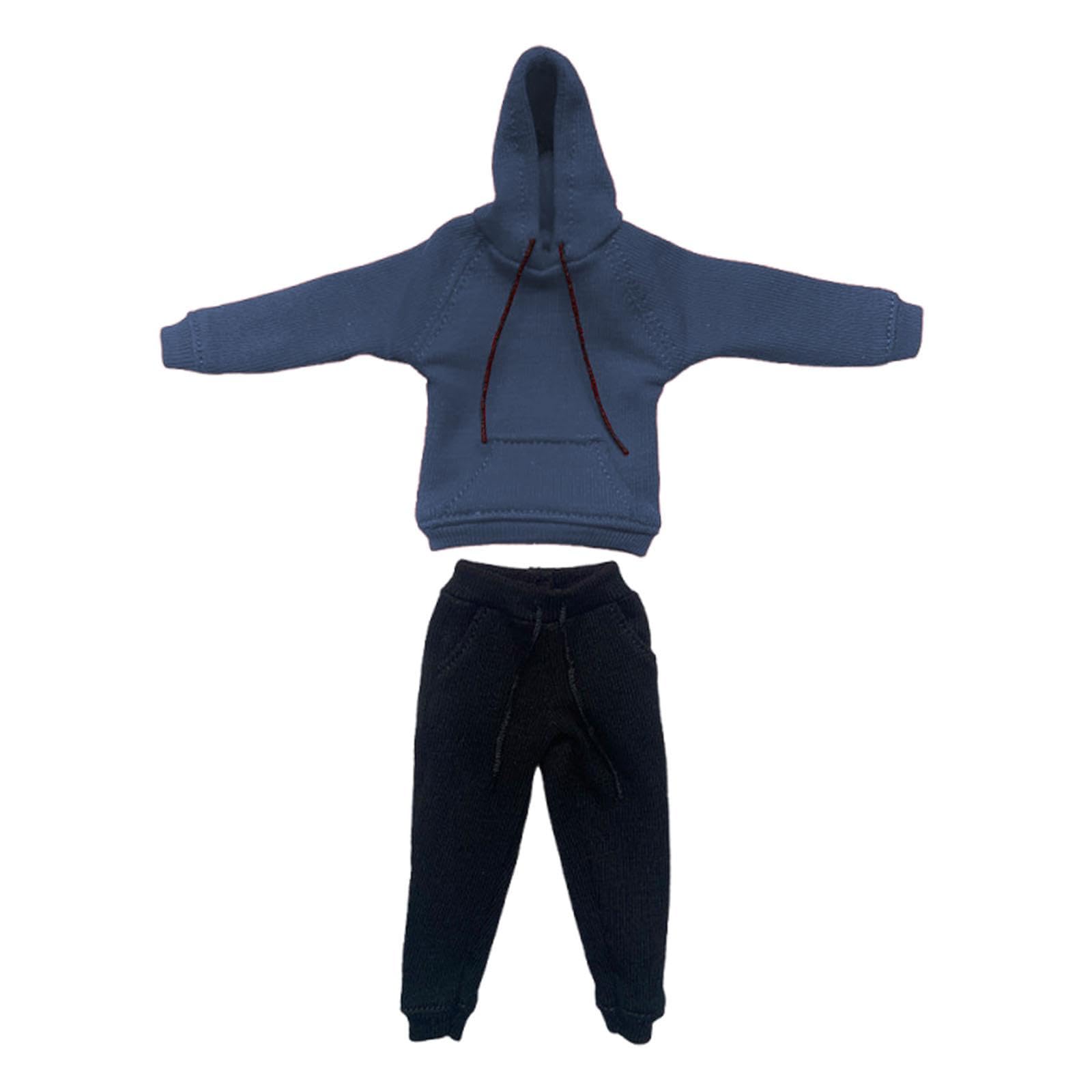 Hellery Clothing for 1:12 Scale Action Figures, Sweatshirt Jogging Pants, Hoodie Pants Dress Up, Action Figure Costume, Comfortable, Fashionable, Hoodie Pant for Figures, Apparel, Dark Blue Black