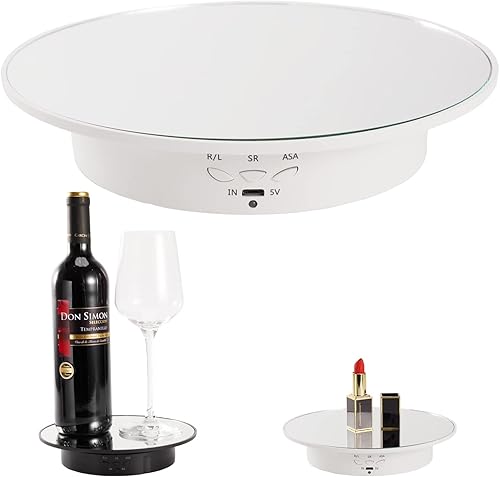 Soporte de exhibición giratorio de 7.87 pulgadas, soporte de exhibición giratorio motorizado, plataforma giratoria de carga de 22 libras con