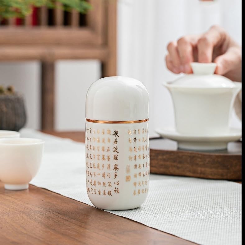 SONGCHAO Sugar Jar Small Portable Tea Can Sealed Can Ceramic Storage Can Chinese Style Creative Tea Can Tea Canister