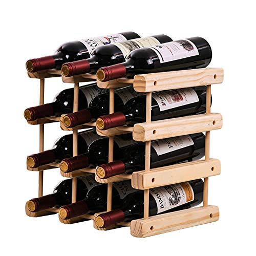 Soporte para botellas 12 botellas madera natural 4 niveles miniatura 1
