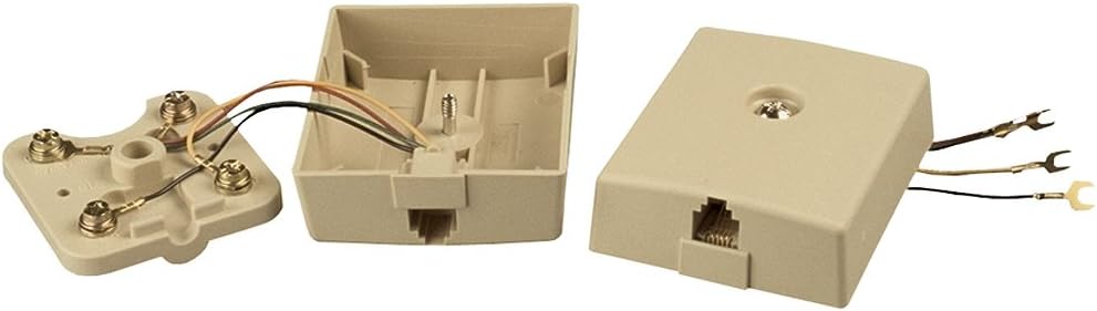 Allen Tel Products AT214B4 1 Port, USOC Wiring, 6 Position, 4 Conductor Modular Surface Outlet Jack, Ivory