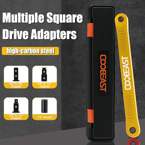 Image of coobeast Offset Extension Wrench Impact Ready Socket Wrench Extender Tool with Versatile 1 /4 inch, 3 /8 inch, and 1 /2 inch Square Drive Adapters, Universal Extensions Wrench for Small Place, Yellow