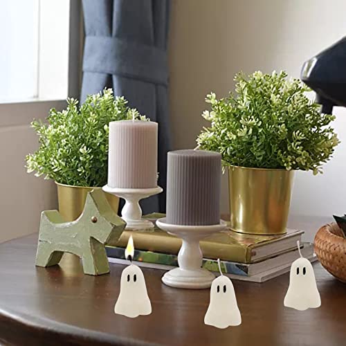 4 Pcs Halloween Ghost Candles, Novelty Votive Ghost Candle, Cute Votive Candles For Fall Decor Thanksgiving, Spooky Candles Goth Gifts For Ghost Decor Party Bedroom Room Table Decorations #TOP6