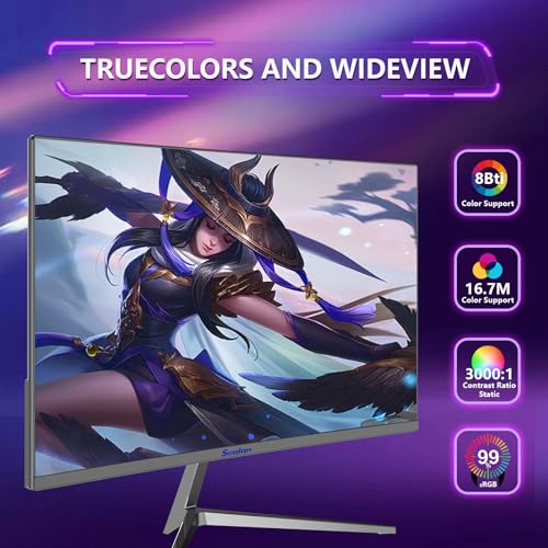 Image of Sealan 24 Inch Computer Gaming Monitor, 1080P, 75Hz, Frameless Design | Refresh Rate 16:9 Aspect Ratio Display HDMI Ports with Tilt /Ergonomic for Office and Home Supports Wall Mount (75 * 75mm)