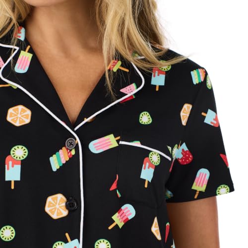 Image of Cuddl Duds 2 Piece Short Sleeve Capri Matching Pajamas for Women PJs Set
