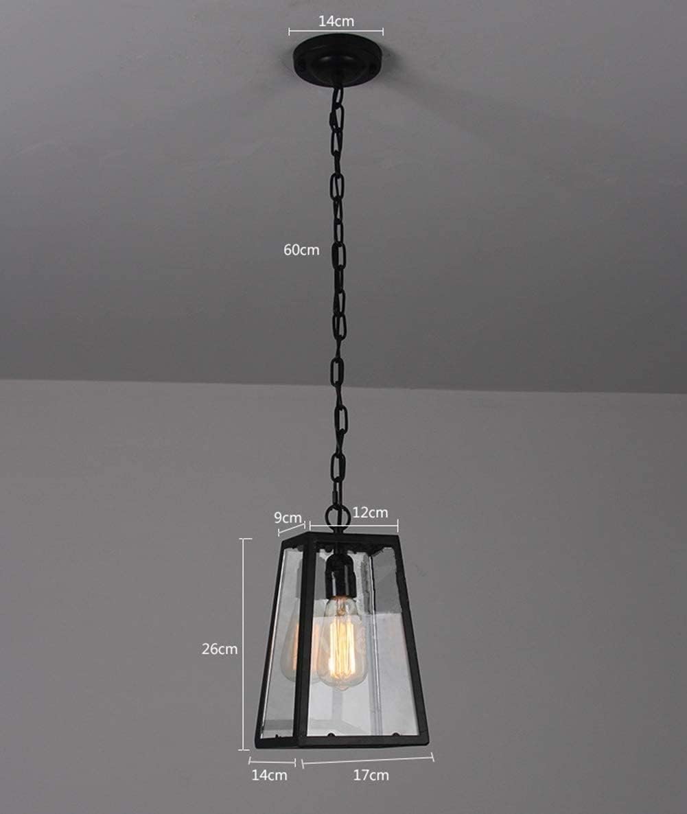 Suspension extérieure Lampe Suspendue Noire rétro IP44 Plafond Vintage Industriel Fer + Lampe Murale en Verre Étanche à la Pluie Pavillon Villa Loft Lustre Lampe d'extérieur