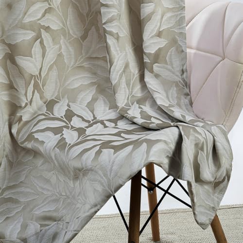 Image of haus & kinder Printed Jacquard Window Curtain 5 Feet Long Pack of 1 Window Curtain, 5 Feet Curtain for Window (Botanic Hush, Ivory Nature Design 130x152 CM)