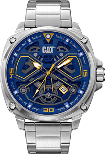 CAT 'Tokyo' Men Watch, 44mm case, Black face, Stainless Steel case, Stainless Steel strap, Blue dial (AJ.141.11.627) (Silver)