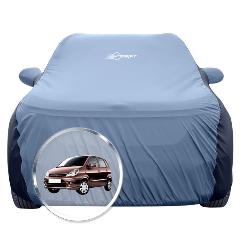 Image of NEODRIFT 'SuperTech' Car Cover for Maruti Suzuki Zen Estilio (100% Water-Resistant, All Weather Protection, Tailored Fit, Multi-Layered & Breathable Fabric) (Colour: L.Blue+Black)