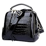 MOSAMHUA Damen Handtaschen Frauen Schultertaschen PU-Leder Bowlingtaschen Umhängetaschen MODE820001 Schwarz