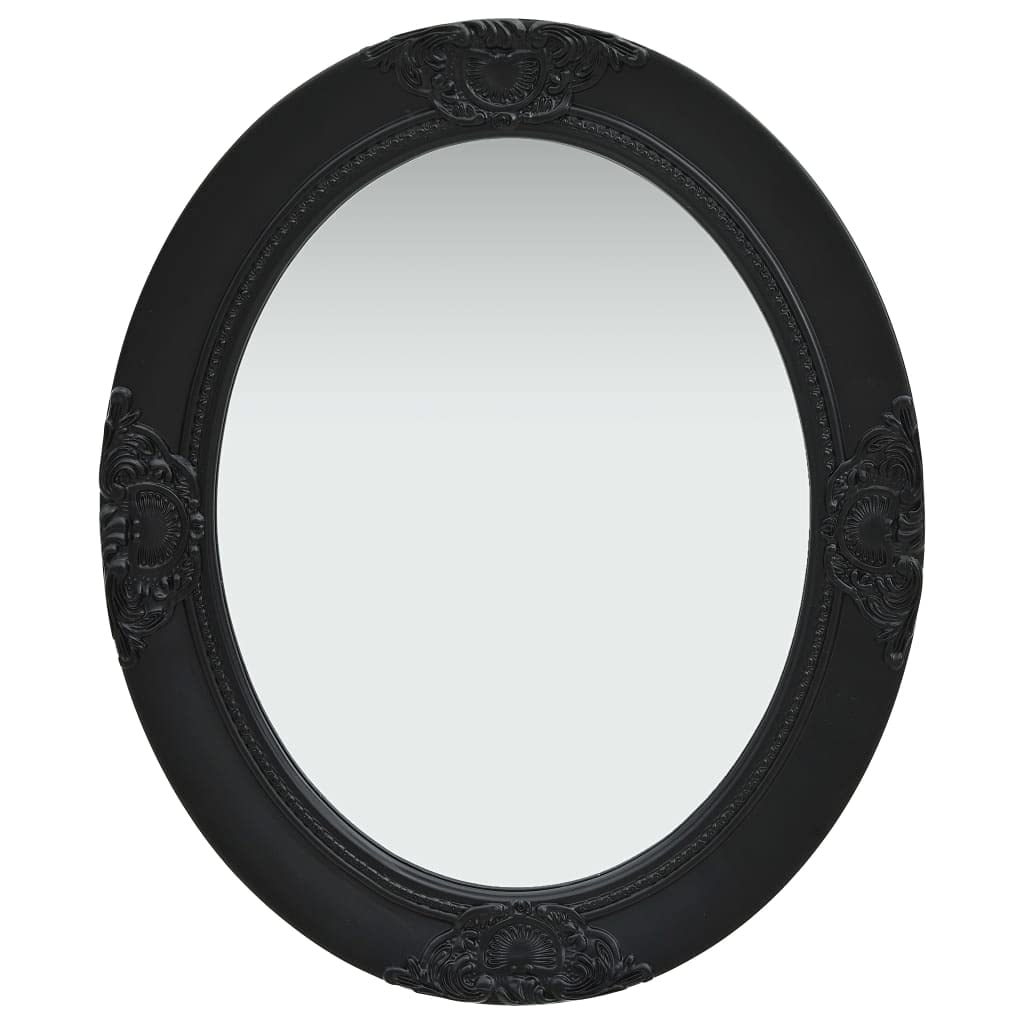 Miroir baroque noir 50x60 cm en bois ovale pour dressing