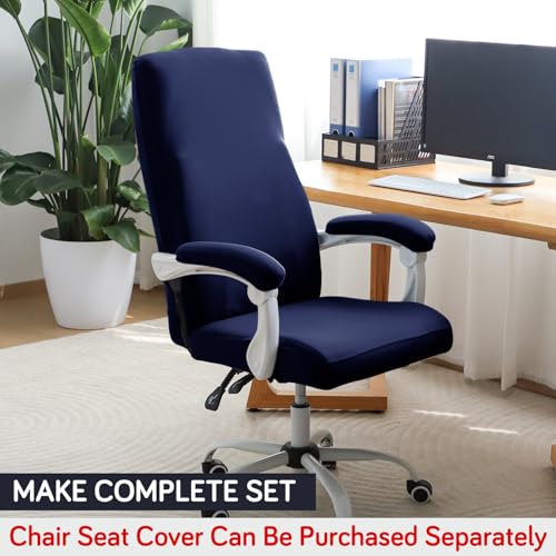 Image of HOKIPO 'SereneSolids' 140 GSM Armrest Covers for Office Chair (Elastic Style), 1 Pair, Navy Blue (AR-5933-NBLU)