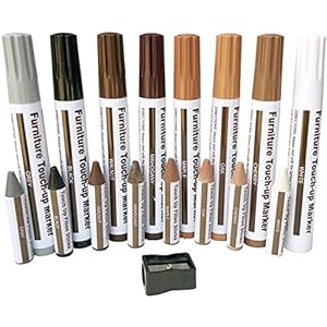 Möbelreparaturset Holzmarker Wachsstäbchen mit Spitzer-Kit für Flecken, Kratzer, Holzfußböden, Tische, Schreibtische, Schreiner, Bettpfosten, Ausbesserungen und Abdeckungen (17)