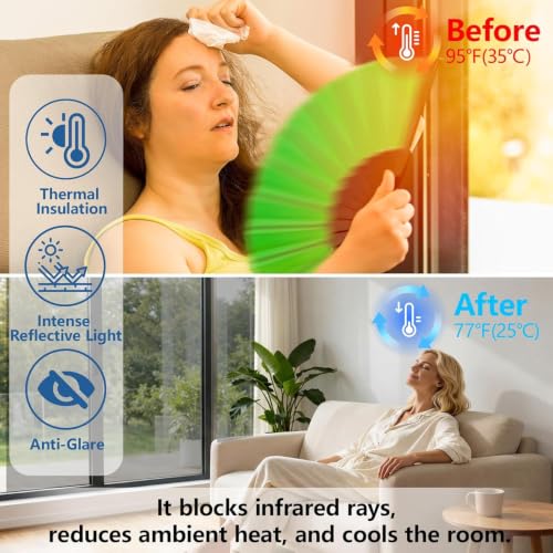 Niviy Home Window Tint Film Heat Blocking, One Way Window Film 17.5"x 78.7" - image 5