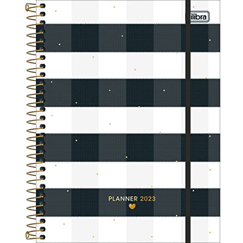 Planner Espiral 17,7 x 24 cm West Village 2023 - Xadrex Preto e Branco - Tilibra