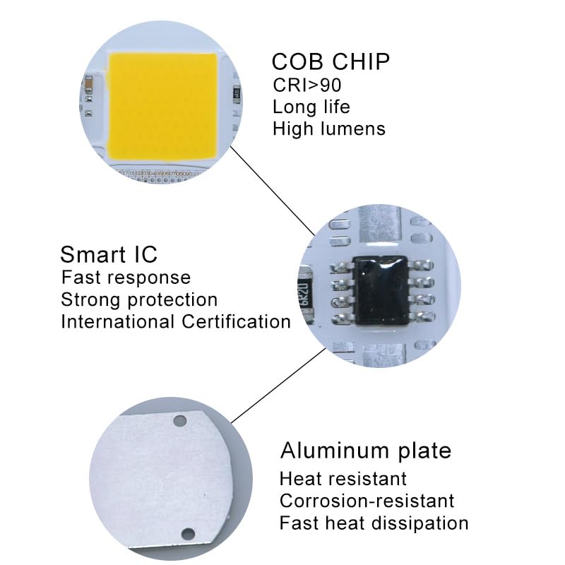 fengyan Casa Bombillas, Paquete de 20, Fuente de luz integrada LED COB AC220V 20W/30W/50W lámpara sin Controlador lámpara de Reflector DIY Familiar Lámpara(Warm White,30W 220V)