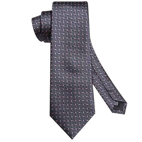 Image of Hi-Tie Mens 70inches Tie Set Extra Long Necktie for Men Cufflinks Handkerchief Big Tall Men Business Wedding