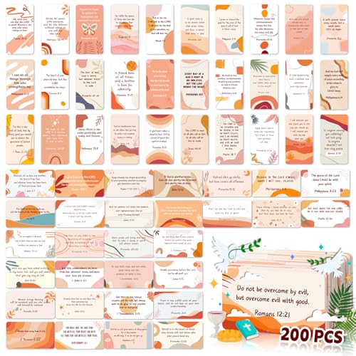 zheyistep 200 Prayer Cards, Bible Verse Cards Boho...
