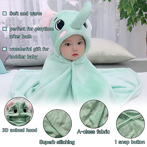 Image of TONWHAR 0-4 Years Toddlers' And Kids' Boys Girls Animal Face Hooded Blanket Baby's Bathrobe,Plush After Bath Blanket (Elephant)