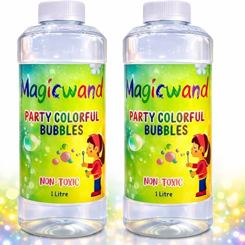 Image of Magicwand Plastic Bubble Gun Refill Liquid【Made in India】【2000 ml】【Please Do Not Add Water,Use As Delivered】【3 Yrs & Up】【Pack of 1 】【Colors as Per Stock】
