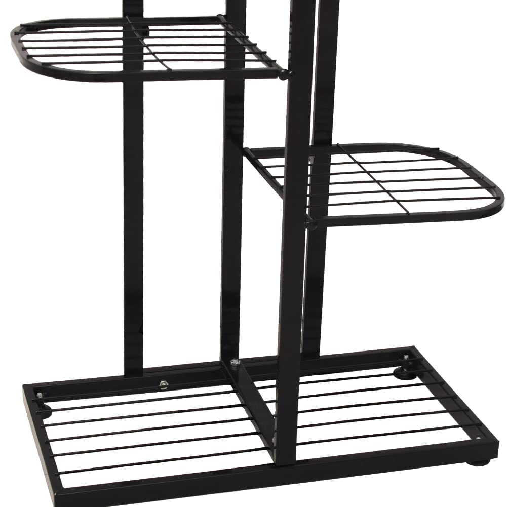 Estante Metálico De 2 Capas Para Plantas Cre Cra – Soporte Para Interior Y Exterior, Color Blanco O Negro, Fácil Montaje