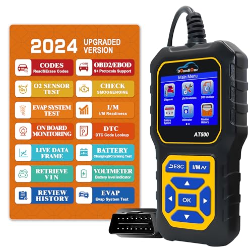 DonosHome OBD2 Scanner Auto Diagnostic Tool Car Code Reader Engine Tester Battery Voltmeter Freeze Frame DTC SMOG Lookup I/M Readiness System Start Suitable for BMW Peugeot VW All Vehicles Since 1996