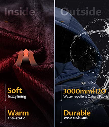 Foto de CREATMO US - Chaqueta acolchada para hombre, impermeable, para invierno, abrigo de esquí grueso y abrigado (imagen 5)