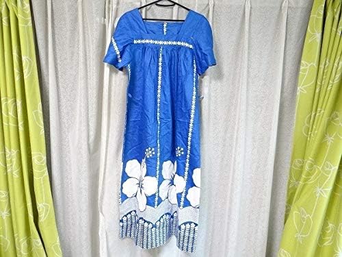 Amazon Co Jp ビンテージ Hawaii ムームー ワンピース フラダンス ハイビスカス 花柄 ドレス 青色 結婚式 昭和 レトロ 当時物 服 ファッション小物