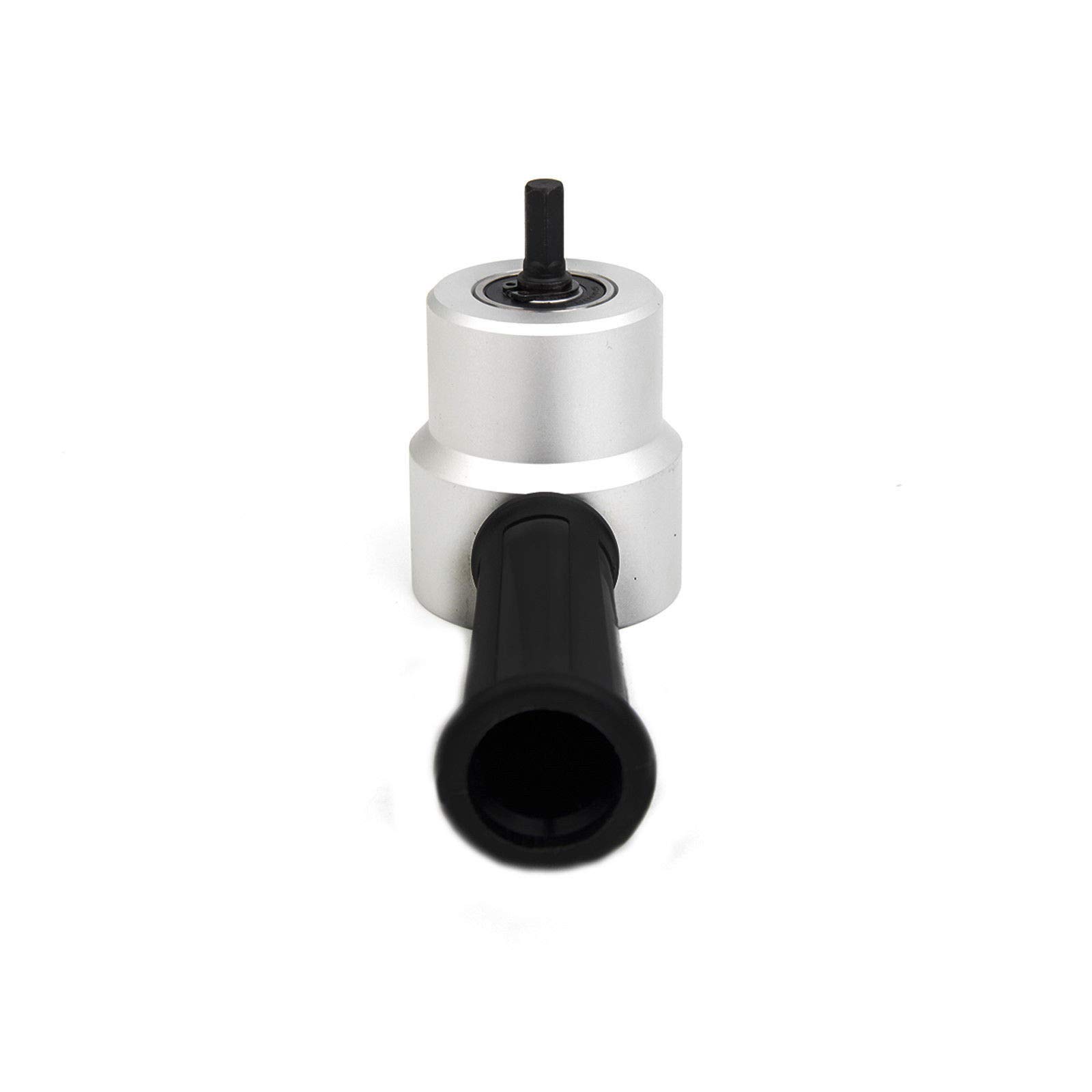 Coupeur de grignoteuse de tôle à double tête, Fixation de perceuse réglable 360° avec clé Argent