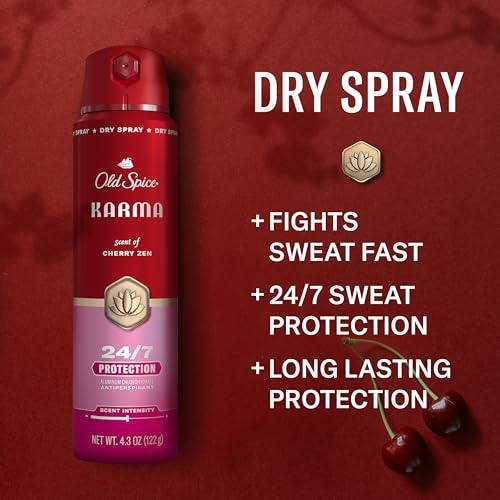 Image of Old Spice Red Collection Antiperspirant Spray + Aluminum Free Deodorant Bundle for Men, Karma with Cherry Spice, Black Pepper, & Sandalwood Scent, 24 /7 Sweat & Odor Protection (Pack of 2)