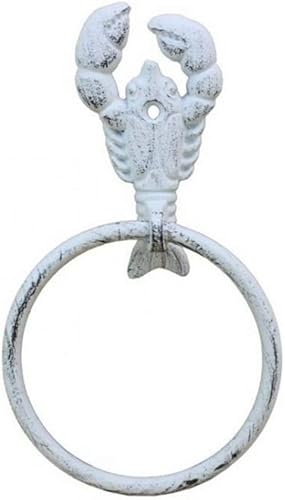 Miniatura 6 de Toallero de hierro fundido de plata antigua de 8.5 pulgadas - Decoración de conchas marinas - Decoración del hogar del mar