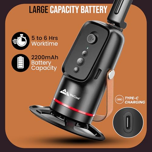 Image of WeCool 360 AI Auto Face Tracking Tripod with Motion Sensor,2200mAh Battery, AI Intelligent Lens | Auto Rotating Stand with 1 /4 inch Mount for GoPro,Mobile,Camera,Vlogging & Shooting