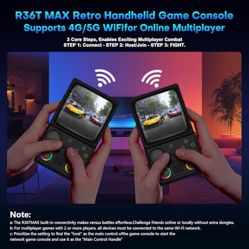 Image of R36TMAX Retro Handheld Game Console, Retro Gaming Console with 4.0 Inch 720x720 IPS Screen, Portable Handheld Linux System, 4000mAh Battery (Dark Black-128GB)