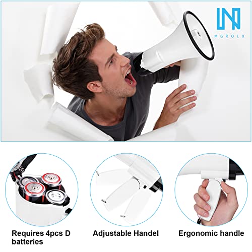 Mgrolx Portable Megaphone Bullhorn-Loud Speaker-Built-In Siren/Alarm-Music-30 Watt Power & 800 Yard Range-Sliding Volume Adjustment-Powerful And Lightweight-For Cheerleading Coach And Referee-Er46 #TOP2