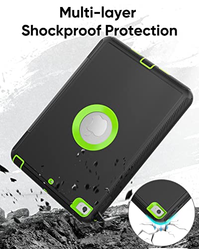Seymac Ipad Mini 5 / Mini 4 Case 7.9 Inch, Durable Sturdy Heavy Duty Shockproof Protection Folio Stand Case With Smart Cover Auto Sleep/Wake For Ipad Mini 5Th / 4Th Generation, Black/Green #TOP7