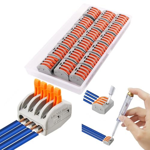 CESFONJER Connecteurs électriques 18 pièces, Bornes de Connexion Automatique, Rapide Connecteur de Fil de Câble, Connecteurs de Fils Compacts, PCT-214 (4...