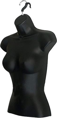 Miniatura 8 de Juego de maniquí negro macho + hembra con espalda hueca con soporte acrílico con poste de metal, tamaños S-M (10)