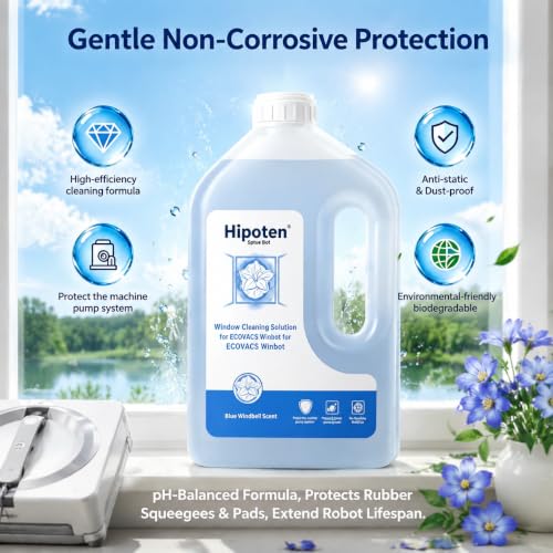Image of 1L Window Cleaning Solution for ECOVACS Winbot W3 /W2S /W2 PRO /W1 /MINI Series - Streak-Free Glass Cleaner Fluid, Low-Foam, Non-Corrosive Robot Window Washer Liquid for Glass, Mirrors, Tiles