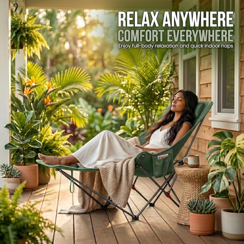 Image of ORILEY Compact Folding Chair with Heavy Duty Metal Frame 3 Adjustable Positions Portable Lightweight Foldable Seat for Outdoor Camping Hiking Fishing Garden Beach Picnic Travelling (Pack of 1 Green)