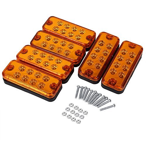 Lot De 6 Feux Latéraux LED 12V Pour Camion, Remorque - Étanches, Rouges - 8 LEDs Par Feu