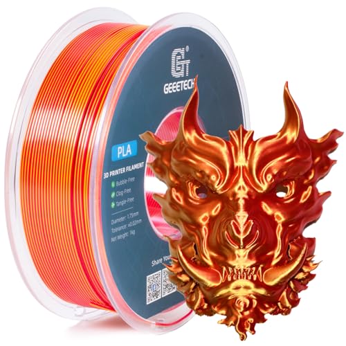 Image of Geeetech Silk PLA Filament 1.75mm Silk Dual Color Filament, Coextrusion Dichromatic Metal-Like Shiny Consumable 1kg (2.2lbs) 1 Spool, Dimensional Accuracy + /- 0.02 mm, Gold Red