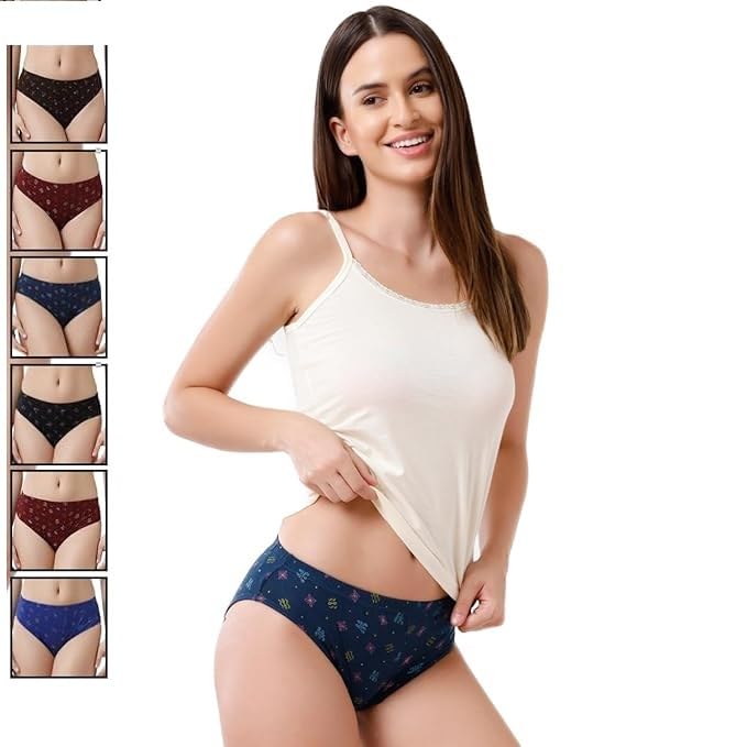 peaktaste Cotton Bikini Hipster Panties for Women & Girls – Soft Mid-Waist Innerwear with Floral Prints | Comfortable Panty Set Designs-picture-43