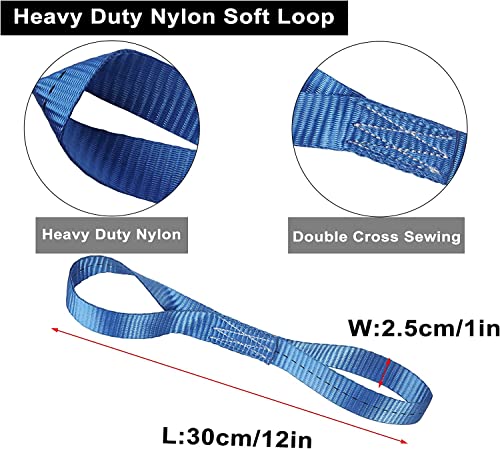 Jakago 8-Pack Soft Loop Tie Down Straps Heavy Duty Nylon Tie Down Loops 1500 Lbs Load Capacity 4500 Breaking Strength Lashing Loops Straps For Car Motorbike Camping Climbing Hang Attachments (Blue) #TOP3
