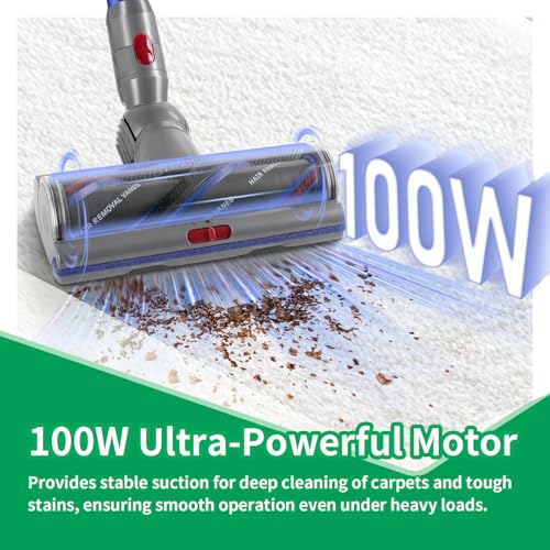 Image of High Torque Cleaner Head Replacement Compatible with Dyson V11 V10 V15 Cordless Vacuums, Anti-Tangle Motorized Floor Brush Attachment (Part 970100-05) with Adjustable Suction, 9.8 in