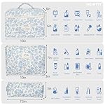 Makeup Bag,Quilted Cosmetic Bag,Large Floral Make Up Bag for Women,Cotton Makeup Bag Set,Flower Travel Toiletry Bag - Image 2