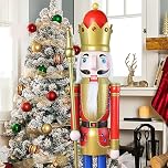 CDL 120cm Large Nutcracker King Red Christmas Indoor Outdoor Decoration K01