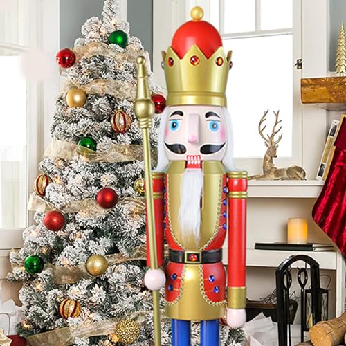 CDL 120cm Large Nutcracker King Red Christmas Indoor Outdoor Decoration K01