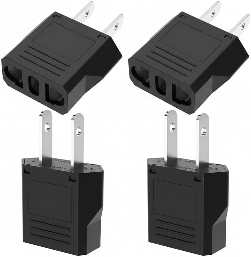 4-Pack Flat 2-Pin US Travel Plug Adapter, Universal Travel Adapter Power Plug, – American Pin Power Adapter, CE and ROHS Certified, Black-image-36